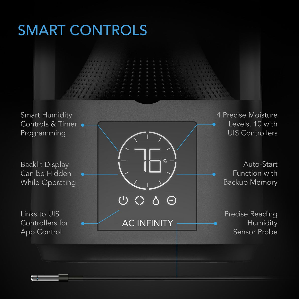 CLOUDCOM B1, Smart Thermo-Hygrometer with Data App, 12 ft. Sensor Probe -  AC Infinity